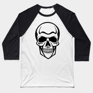 Angry Black and White Skull Baseball T-Shirt